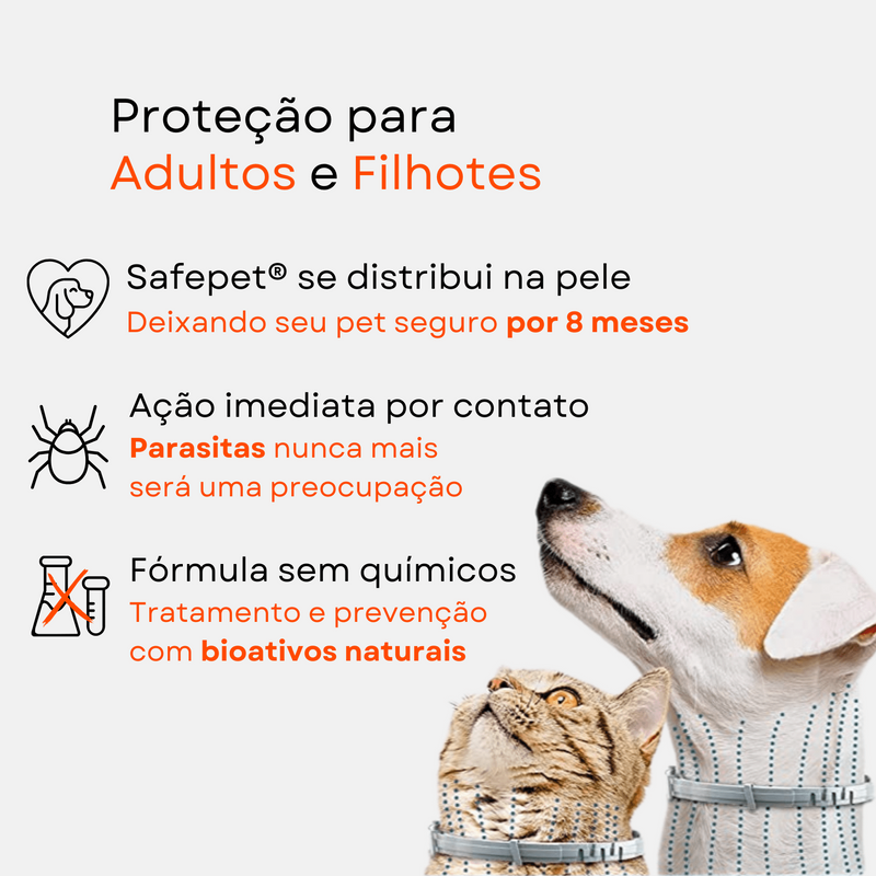 Colar Anti Pulgas e Carrapatos SafePet (Cães e Gatos)